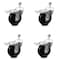 Service Caster 4 Inch Soft Rubber Wheel Swivel 3/8 Inch Stem Caster Set with Total Lock Brake SCC-TSTTL20S414-SRS-381615-4 - alternate 1